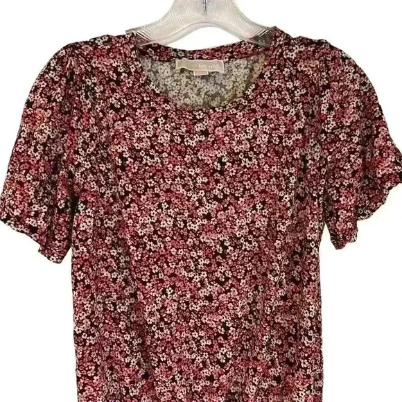 Michael Kors Women's Floral Print Blouse S Multicolor Ruffle Peplum Top - Picture 2 of 8